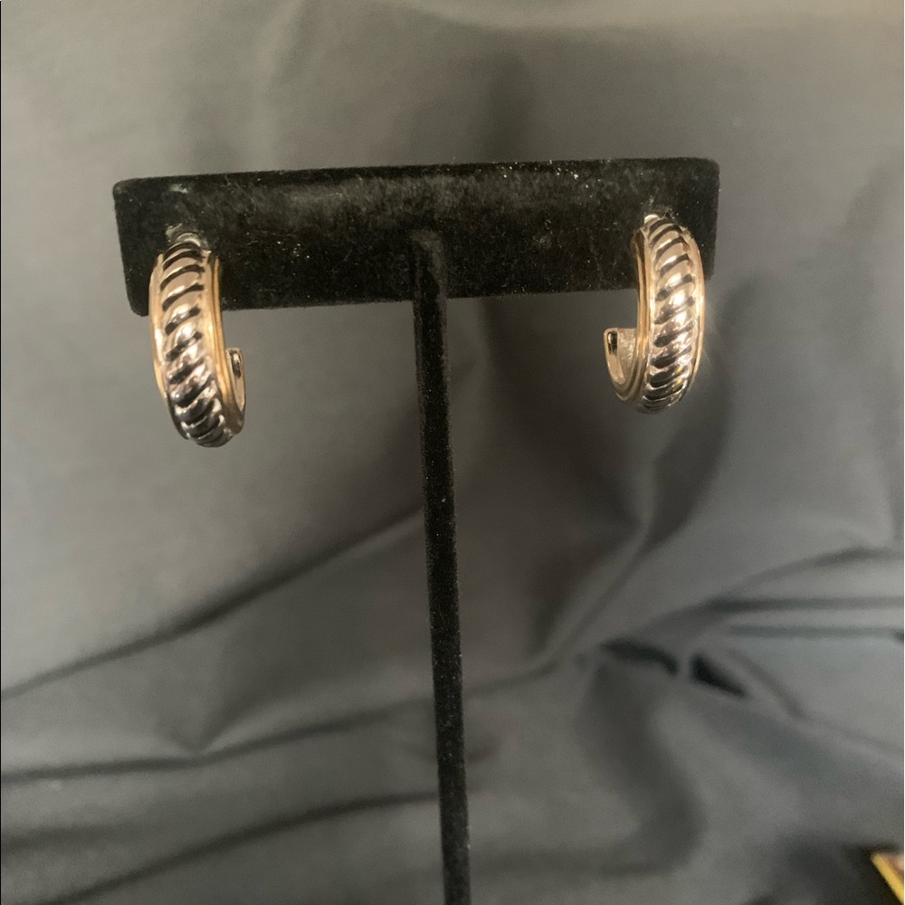 Vintage, pierced, silver & gold hoops, good condition.
